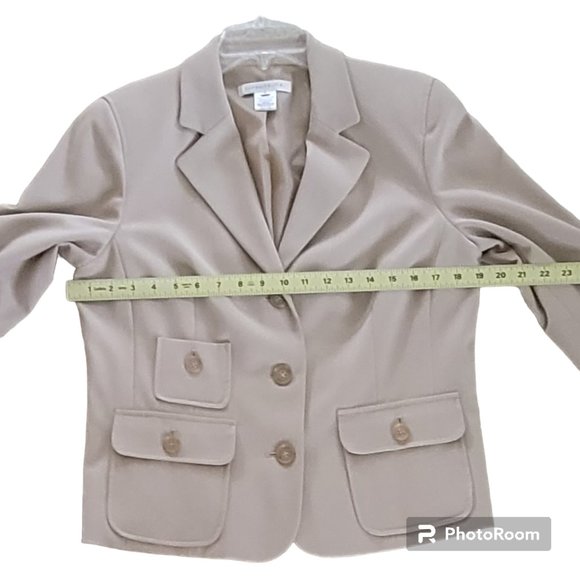 Tailored Soft Camel/Beige 3 Button BlazerJacket Fully Lined Size 10 - Picture 6 of 7